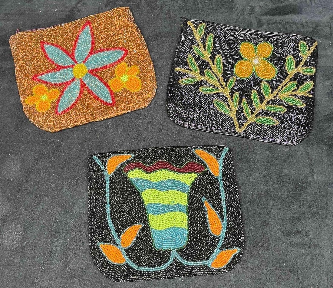 Three Vintage Handmade Beaded Purses/Pouches (B) (1 of 12)