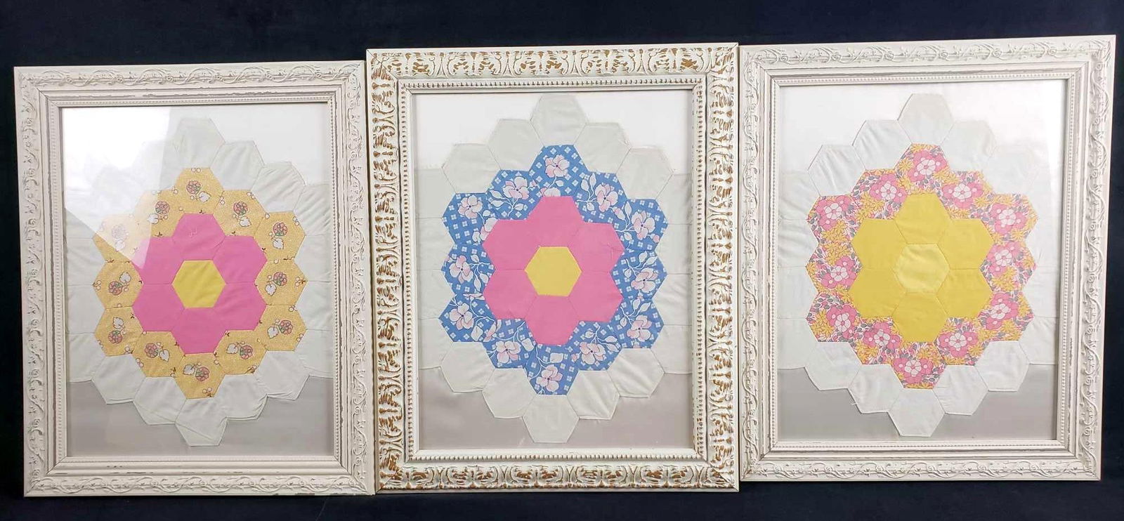 Lot of 3 Framed Handmade Quilted Art Pieces (1 of 9)