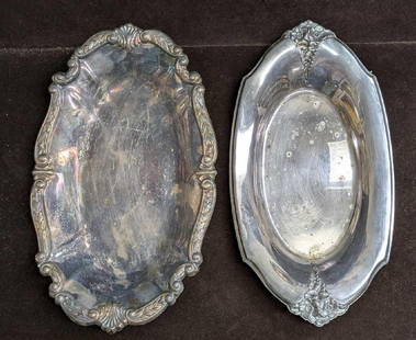 2 Vintage Silver Plated Trays: 2 Vintage Silver Plated Trays. This lot includes:  (1) International Silver So. Silver Plated Tray. This is approx 13 1/4&#34; x 7 1/4&#34; x 1/2&#34;. (1) Silver Plated Tray (The markings are too lig