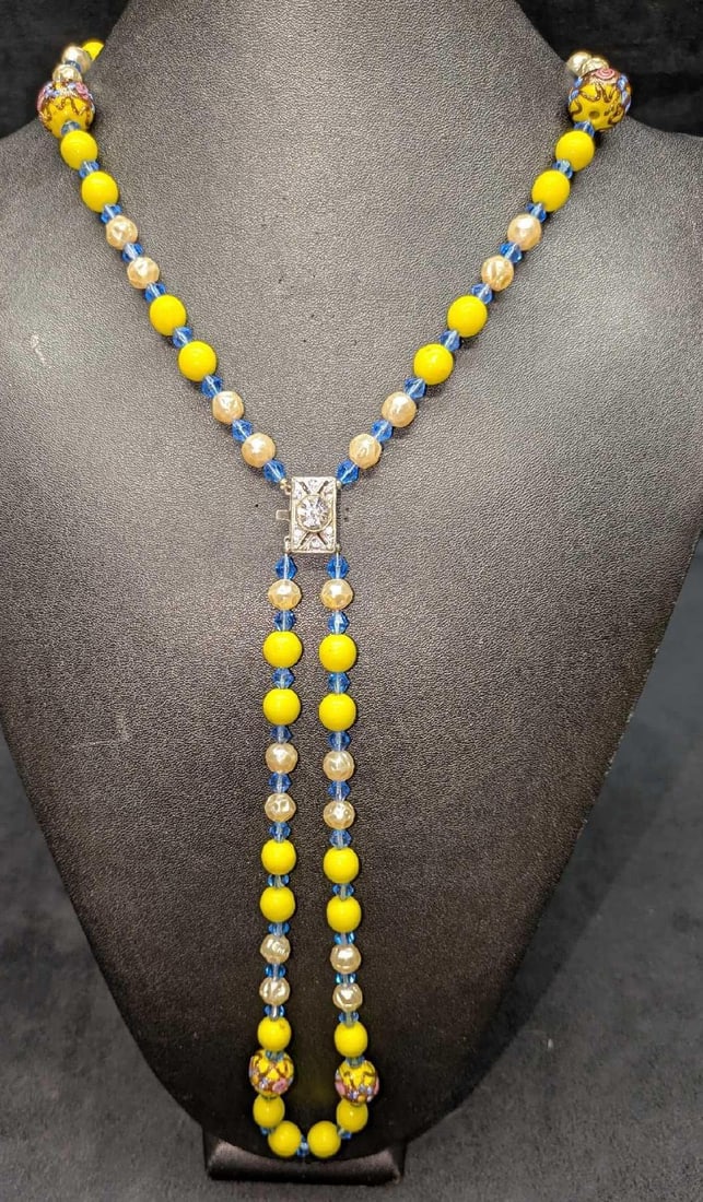 Vintage Italian Murano Pink Gold And Blue Art Glass Bead Necklace LLLL (1 of 5)