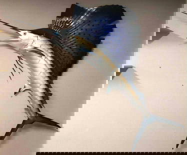 Sailfish Half Mount Wall Hanging: This lot contains a Sailfish half mount wall hanging. This sailfish can be used as indoor or outdoor decor as it has been made to withstand conditions for both. This is perfect decor for any man cave.