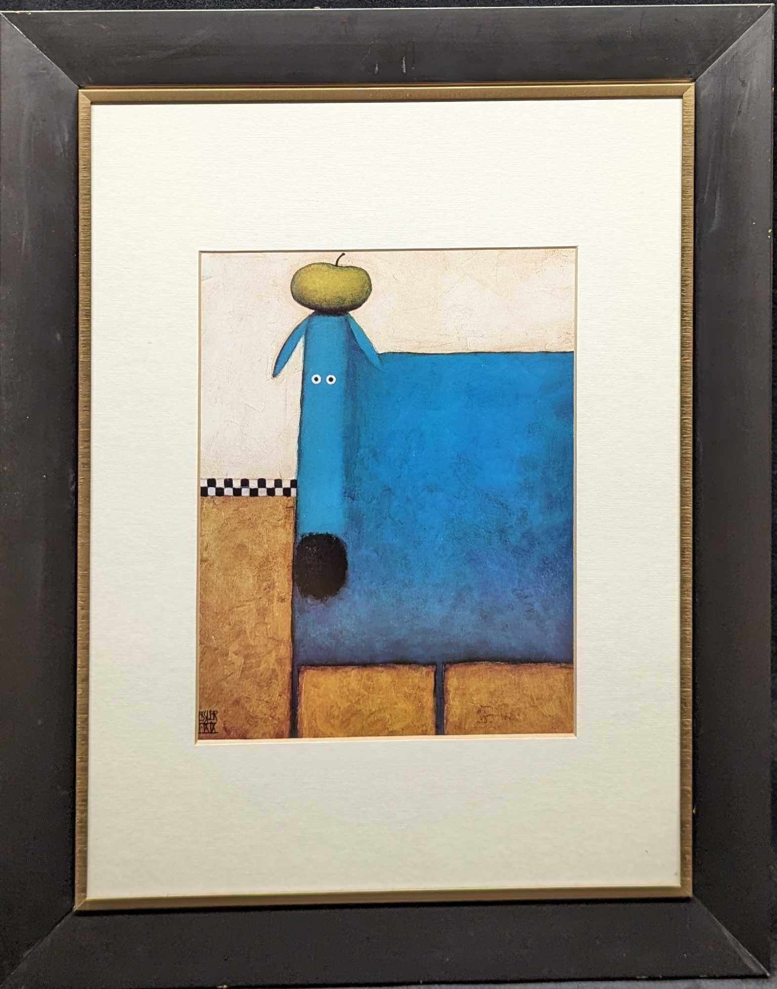 Framed Daniel Patrick Kessler Blue Dog With Apple (1 of 5)