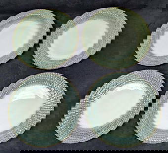 4 Retired Pier 1 Allison Stoneware Dinner Plates A: 4 Retired Pier 1 Allison Stoneware Dinner Plates A. This series of stonewear was released from the year 2014 to the year 2020. Each is approx 11 1/2" x 11 1/2" x 1 1/2" and the total weight is