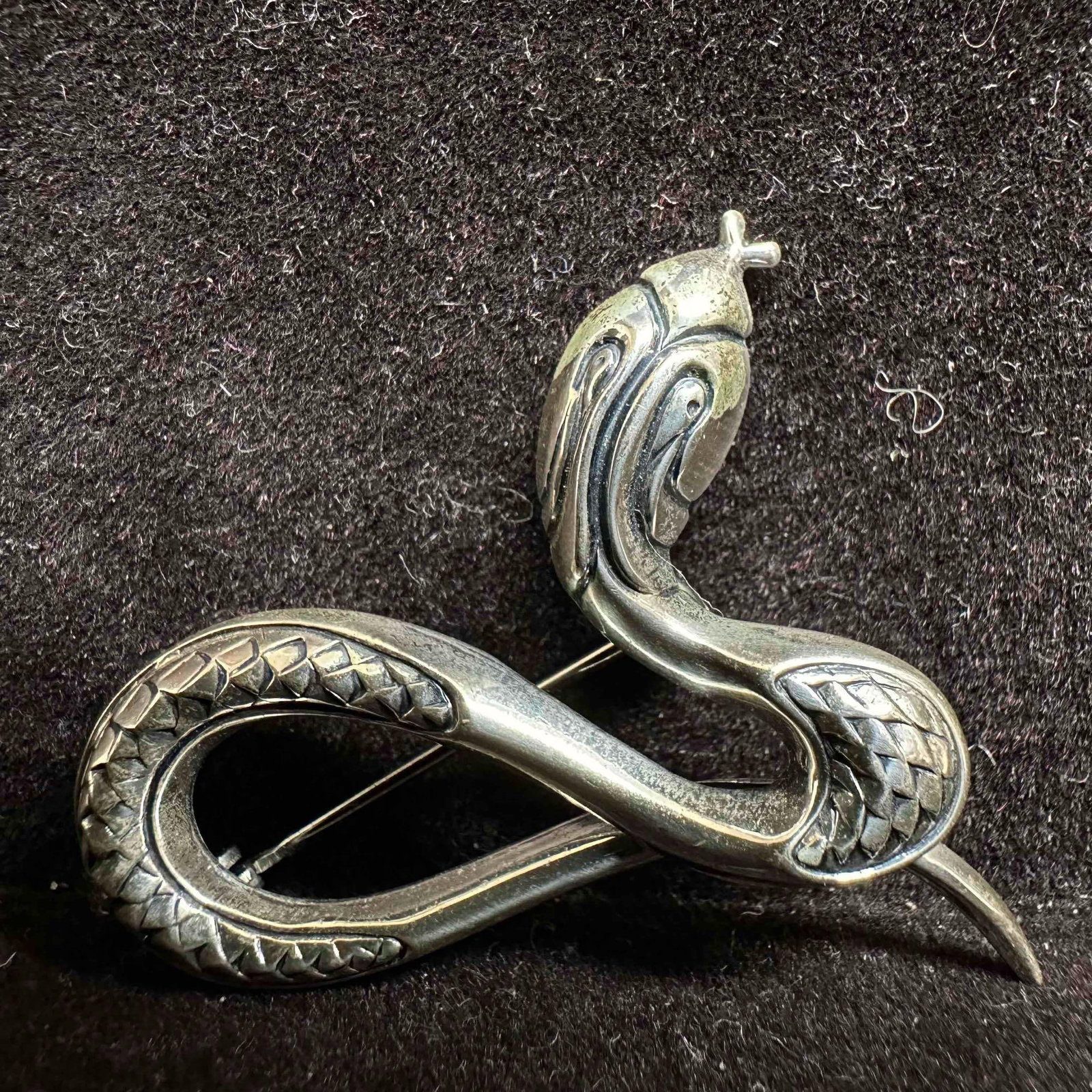 Beau Sterling Silver Snake Brooch Pin (1 of 5)