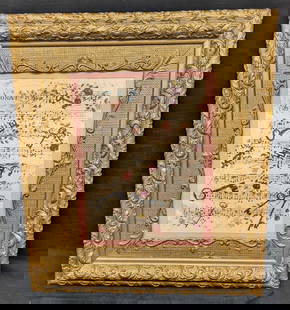 Framed French Sonata Sheet Music Print: Framed French Sonata Sheet Music Print. This is approx 26" x 2 1/4" x 29 3/4" and it weighs 10.80lbs. The frame has some markings and chips. The print was not signed by the artist. 