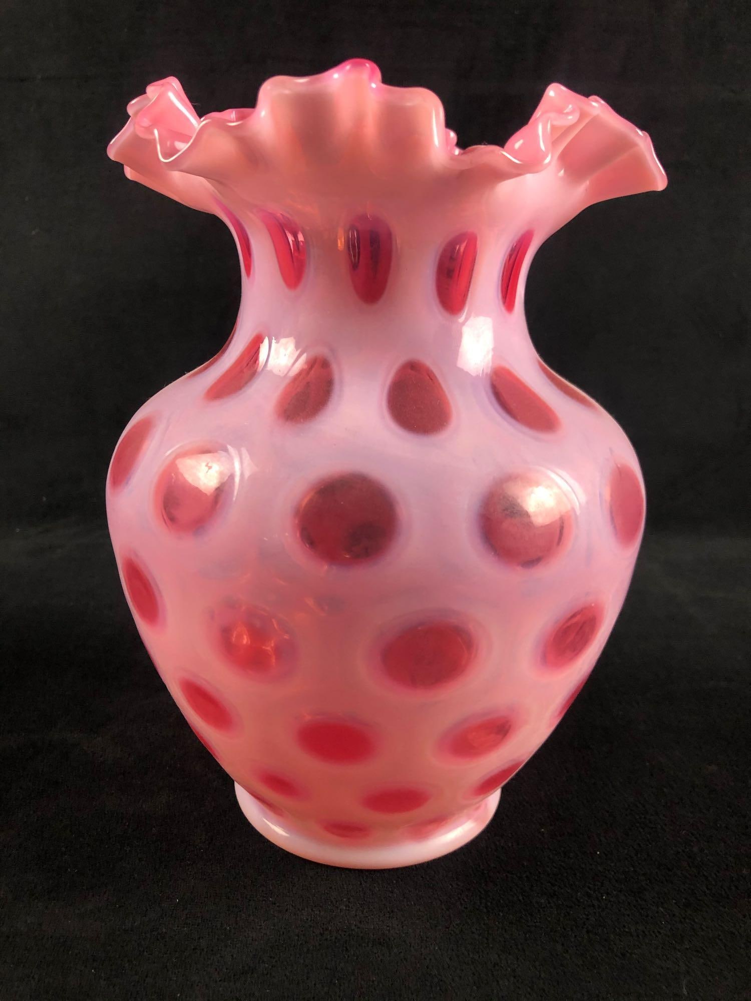 Vintage Fenton Shades in Cranberry Opalescent Coin Dot Opalescent (1 of 10)