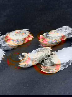 Vincent by Wedgwood Made In England Kitchen Set Dinnerware Sugar Vegetable Bowls: Vincent by Wedgwood Made In England Kitchen Set Dinnerware. Included in this set is two round covered vegetable dish with lid, one open sugar bowl, one small plate, and one sugar bowl with lid. Each