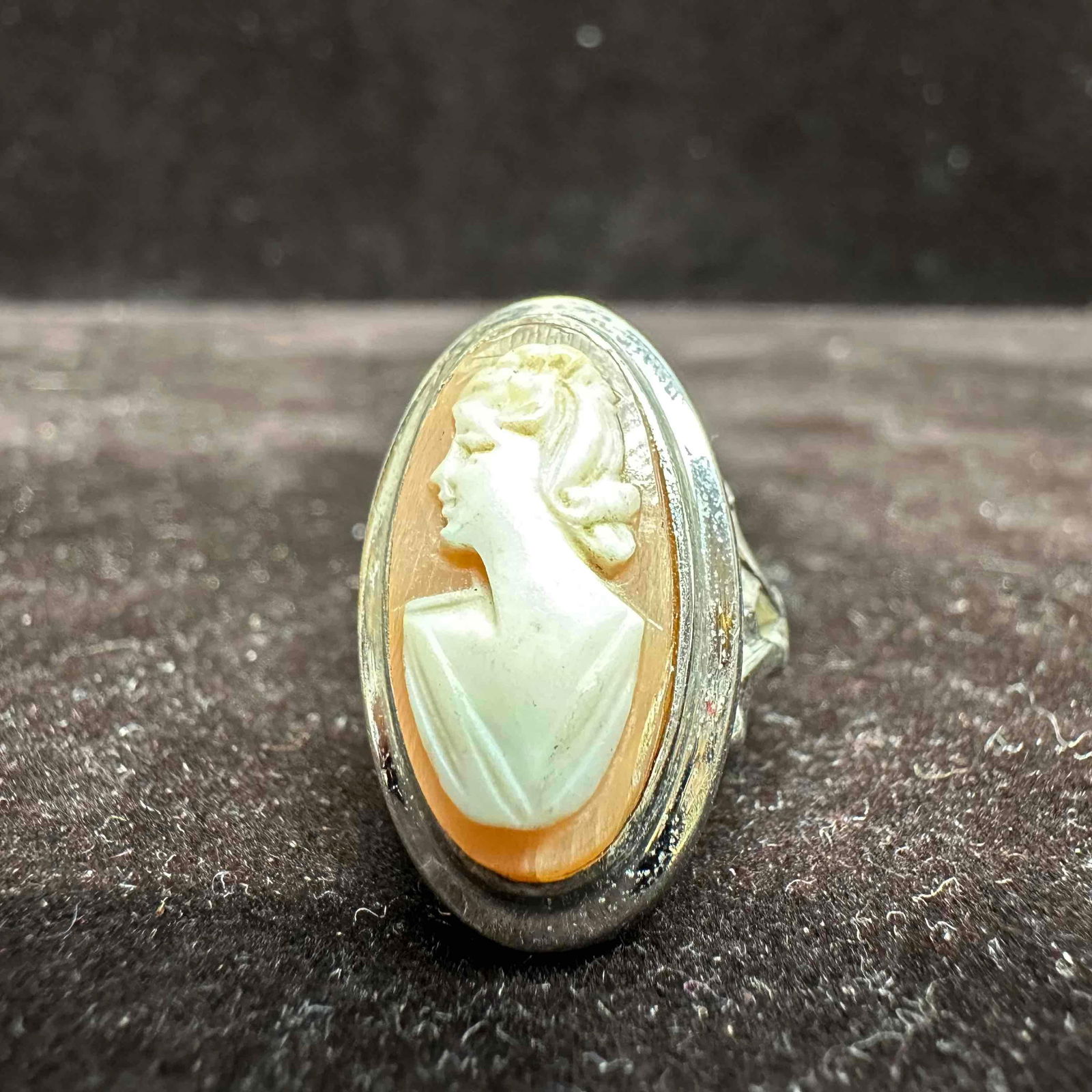 Sterling Silver Cameo Oval Carved Shell Portrait Setting Ring Joseph Esposito (1 of 7)