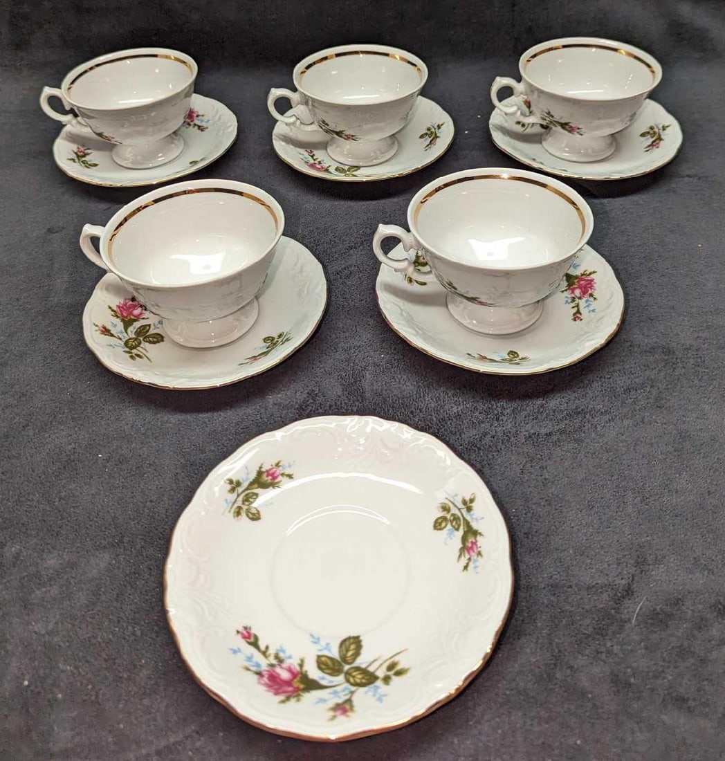 Retired Royal Kent China 5 Cups & 6 Saucers (1 of 9)