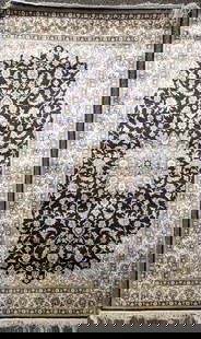 Persian Style Rug 60in x 37.5in: Persian Style Rug 60in x 37.5in This rug is in great condition. There are no stains or tears and the fringe is all knotted. The back is almost as detailed at the front. This seems to be silk due to th