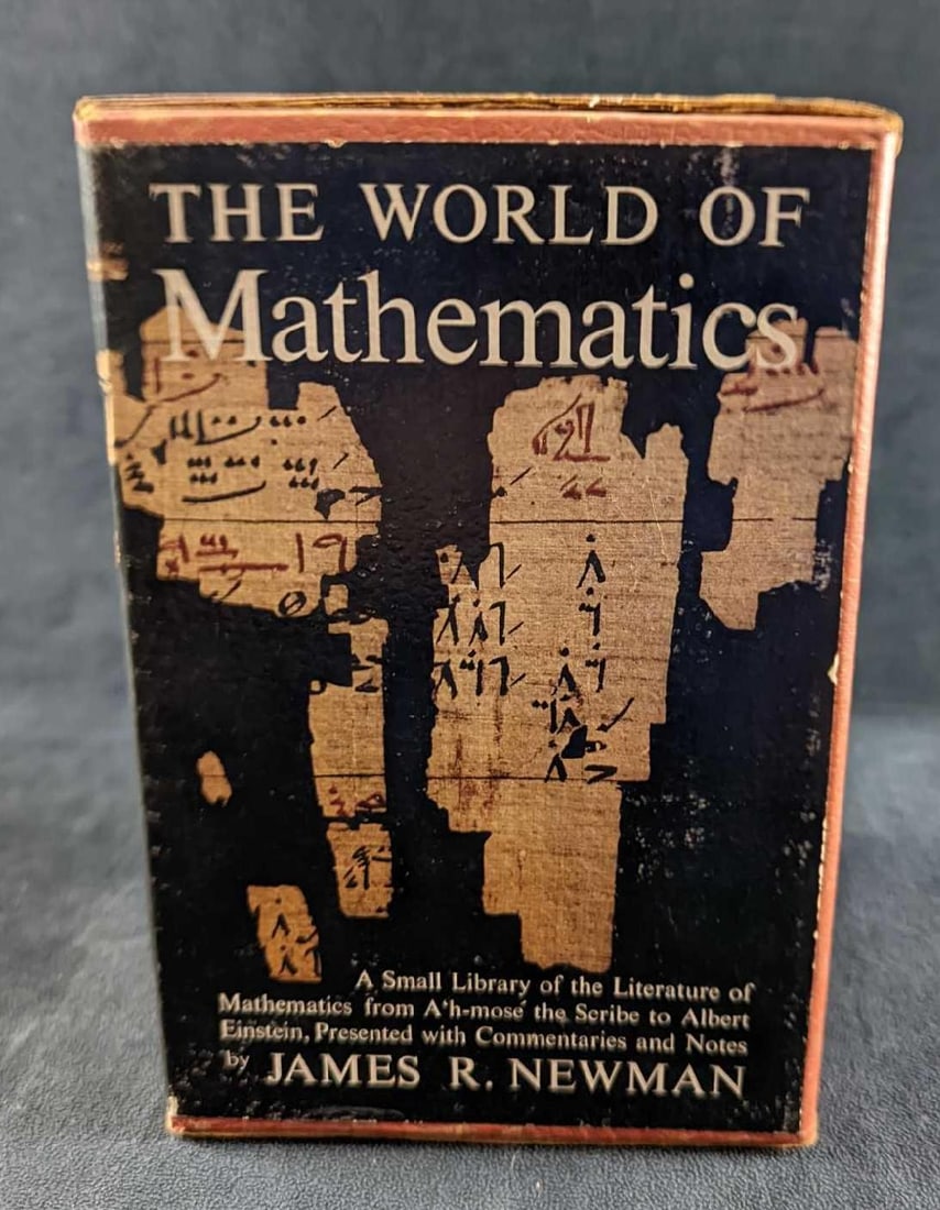 The World Of Mathematics 1956 By James Newman: The World Of Mathematics 1956 By James Newman With Slipcase. The books were published by Simon And Schuster (New York) in 1956. Each book is approx 5 5/8" x 1 1/2" x 8 3/4". The slipcase is approx 6 3