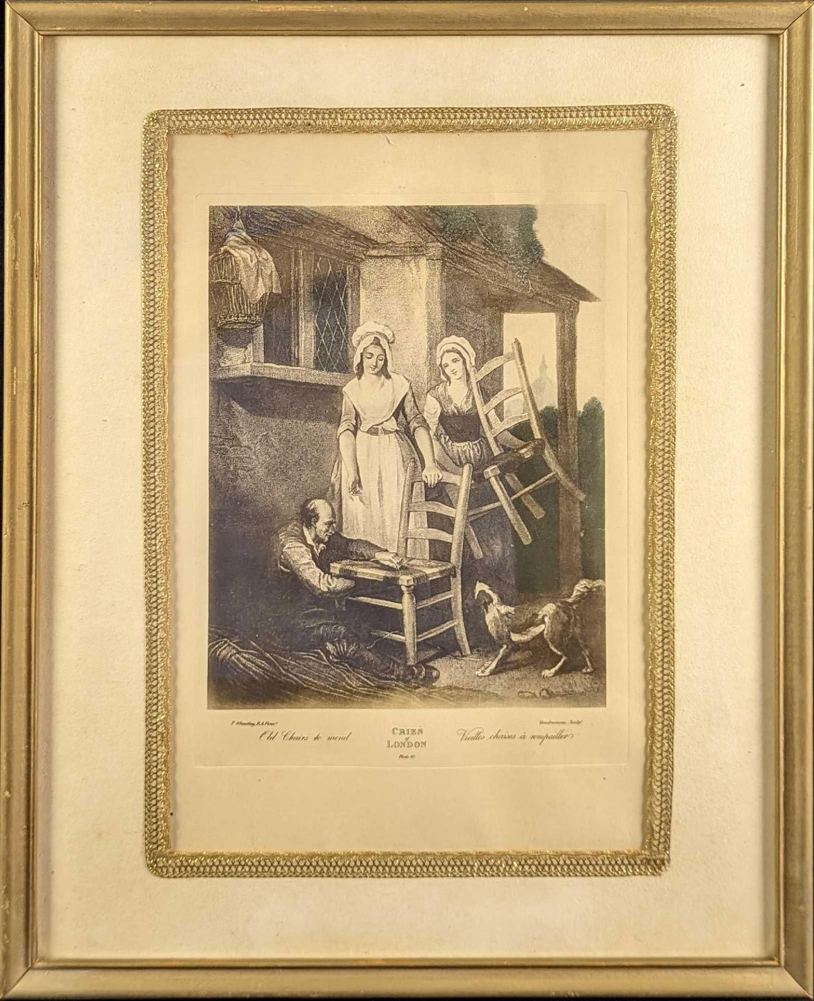 Vintage Cries of London Old Chairs to Mend Engraving: Vintage Cries of London Engraving (Matted & Framed) "Old Chairs to Mend". A wonderful image of a chair mender from Wheatley's famous "Cries of London" series. The "Cries of