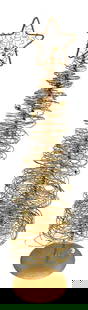 Christmas Tree Gold Tone Metal Wire Beaded Glitter Table Top: This lot contains a Christmas Tree Gold Tone Metal Wire Beaded Glitter Table Top. It is approx 3 1/2" x 3 1/2" x 15 3/4" and it weighs about 0.4lbs. Overall the Christmas decor is in good used