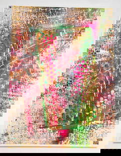 Signed Original Abstract Mixed Media Painting On Canvas "The Grand Opening" By BA3: This lot contains a Signed Original Abstract Mixed Media Painting On Canvas "The Grand Opening" By BA3. The artwork is approx 30" x 40". Overall the painting is in good used condition with no known da