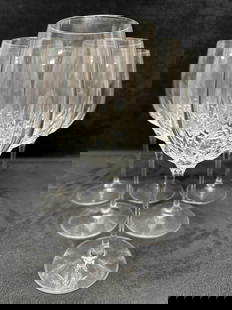 Waterford Crystal Glass Lismore Essence Wine Glasses Goblet Set Six: No chips, cracks, or breaks in the glass. Each piece has the Waterford acid mark on the bottom of the glass. These items are in good pre-owned, previously displayed condition with light wear, and surf