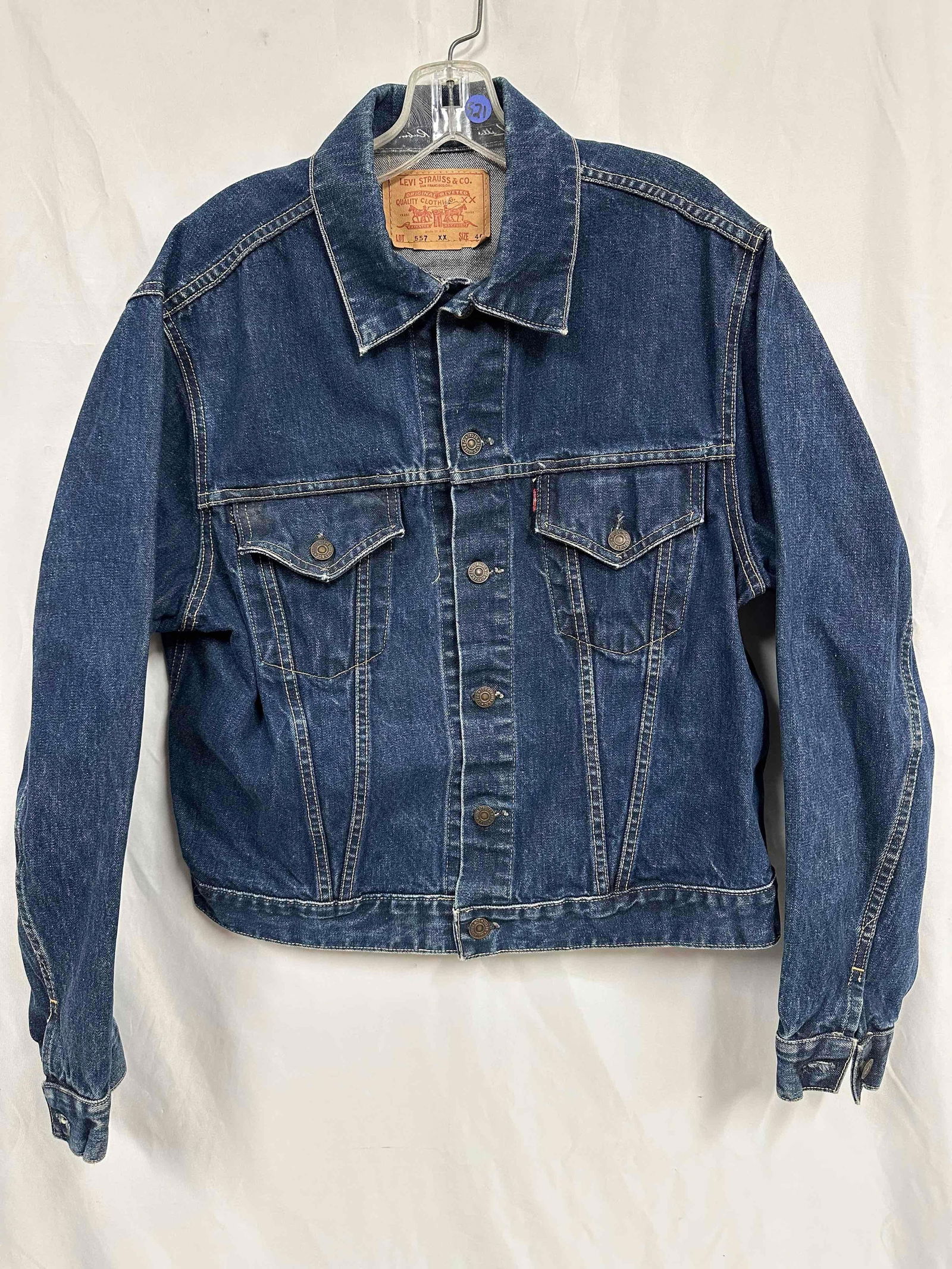Vintage 1970's Levi’s Big E Denim Trucker Jacket Type III 557 XX Size 46 Blue (1 of 8)