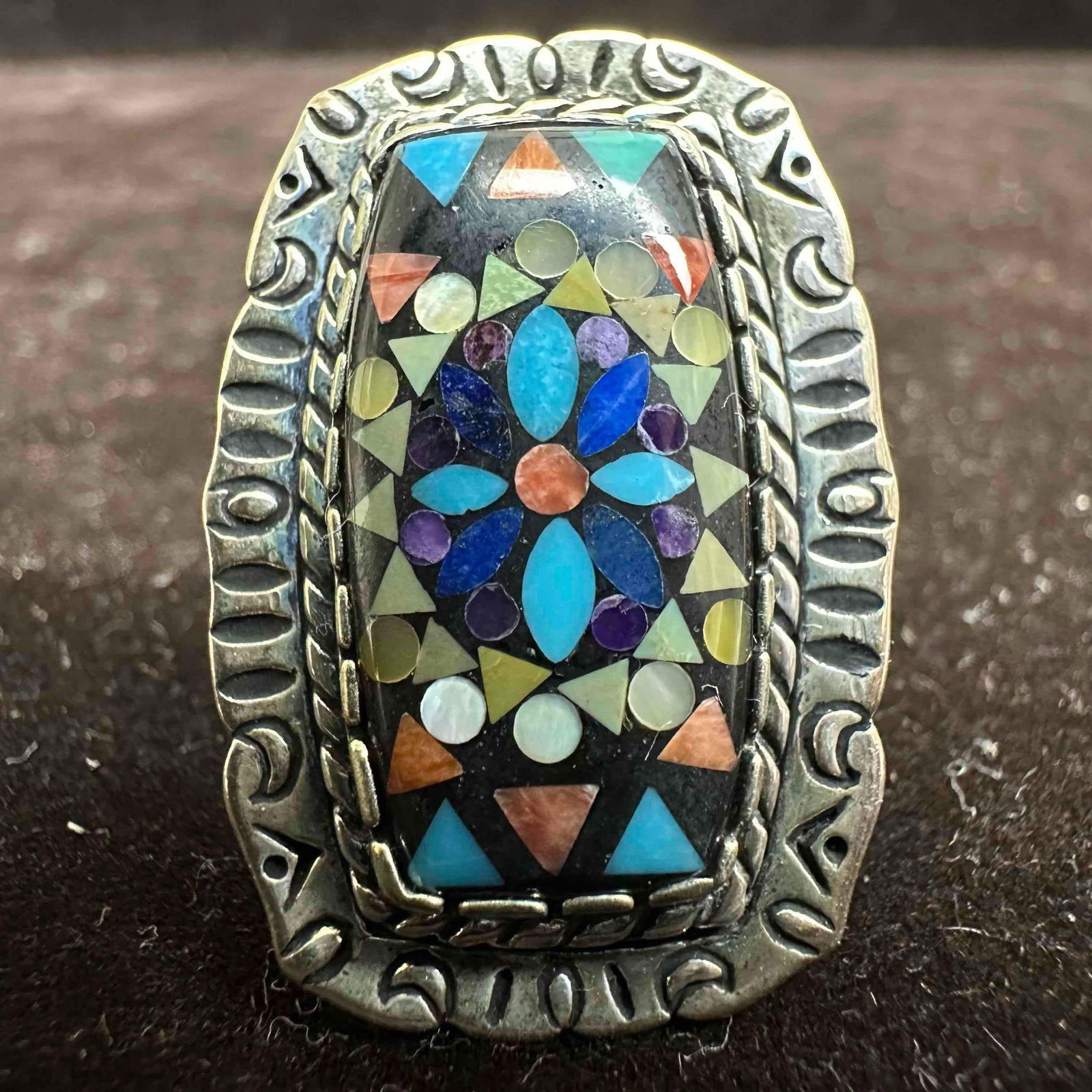 Carolyn Pollack Relios Navajo Indian Style Multi Stone Inlay Sterling Ring (1 of 8)