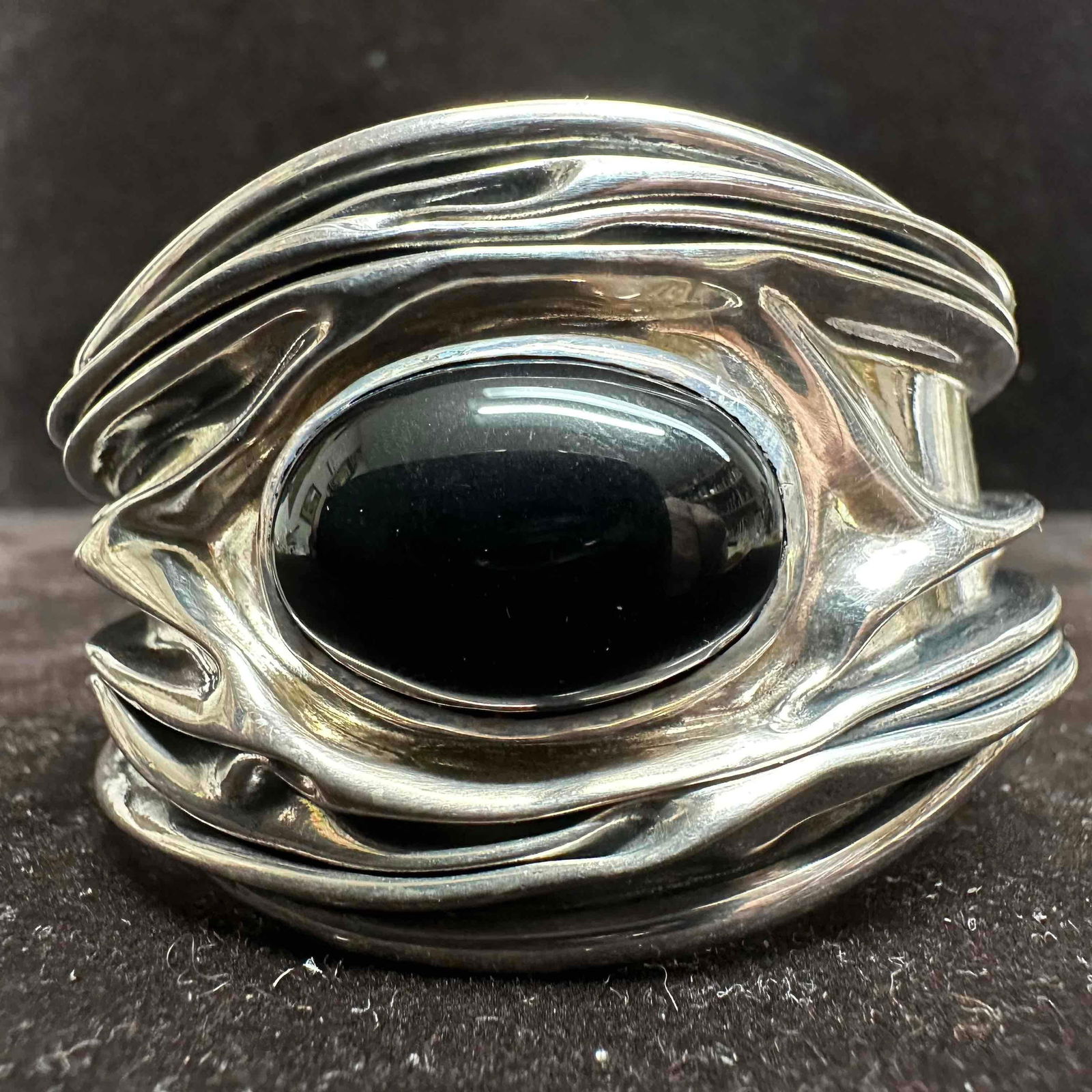 Dominique Dinouart DDD 925 Mexico Cuff Large Black Onyx Sterling Modernist Bracelet (1 of 9)