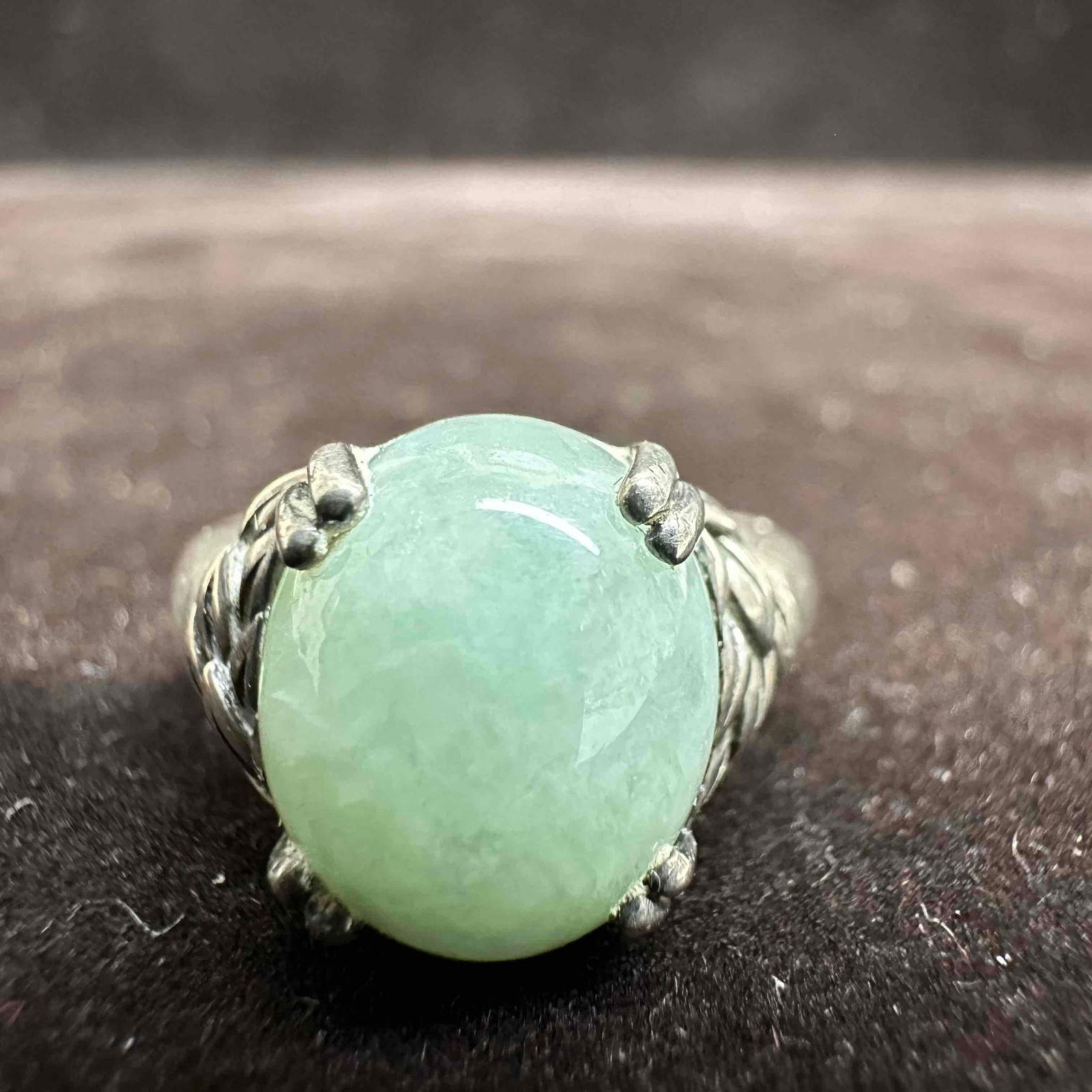 Jade Cabochon Thailand 925 CNA Sterling Silver Jadeite Ring (1 of 8)