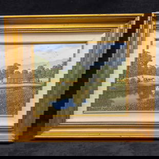 Paul MacWilliams Summer Landscape Oil Painting Artist Signed Framed Artwork: Paul MacWilliams Summer Landscape Oil Painting Artist Signed Framed Artwork. Medium solid wood frame with multiple steps, including nice design shaped carving around the border. Subtle gold color over