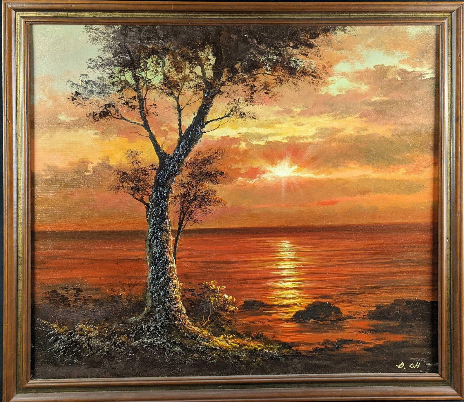 JB Original Framed Oil On Canvas Colorful Sunset (1 of 7)