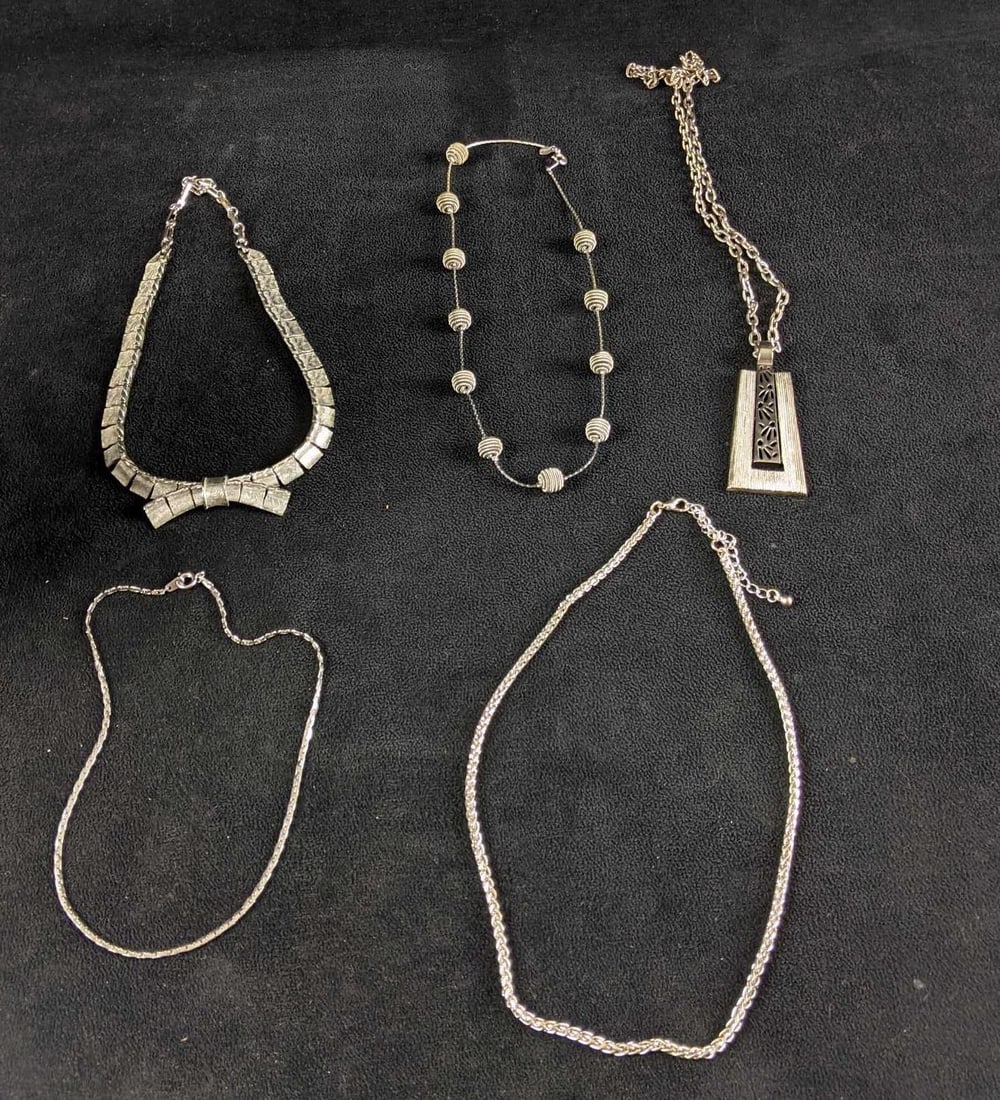 Silver Colored Assorted Necklaces Silver Plated (1 of 8)