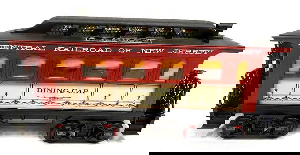 Empty Jim Beam Central Railroad Of New Jersey Dining Car Decanter (6): Empty Jim Beam Central Railroad Of New Jersey Dining Car Decanter (6).&nbsp;This lot contains an Empty Jim Beam Central Railroad Of New Jersey Dining Car Decanter (6). It is approx 16 1/4" x 5 1/2" x