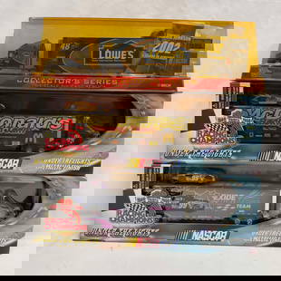 Racing Champions Race Team Transporter Truck Trailer Stock Car Set Lot of 3 Die Cast Trucks Lowe's: Racing Champions Race Team Transporter Truck Trailer Stock Car Set Lot of 3 Die Cast Trucks Lowe&#39;s McDonald&#39;s. Each collectible is Sealed new featuring three Racing Champions die cast Racing T
