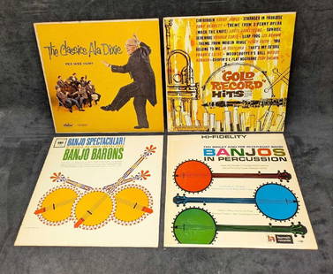 4 Banjo Barons Banjo Barons Pee Wee Hunt Gold Record LPs: 4 Banjo Barons Banjo Barons Pee Wee Hunt Gold Record LPs. This lot includes:  (1) The Banjo Barons – Banjo Spectacular! This was released by Columbia in the year 1962.  (1) Ted Bailey And His Riverb