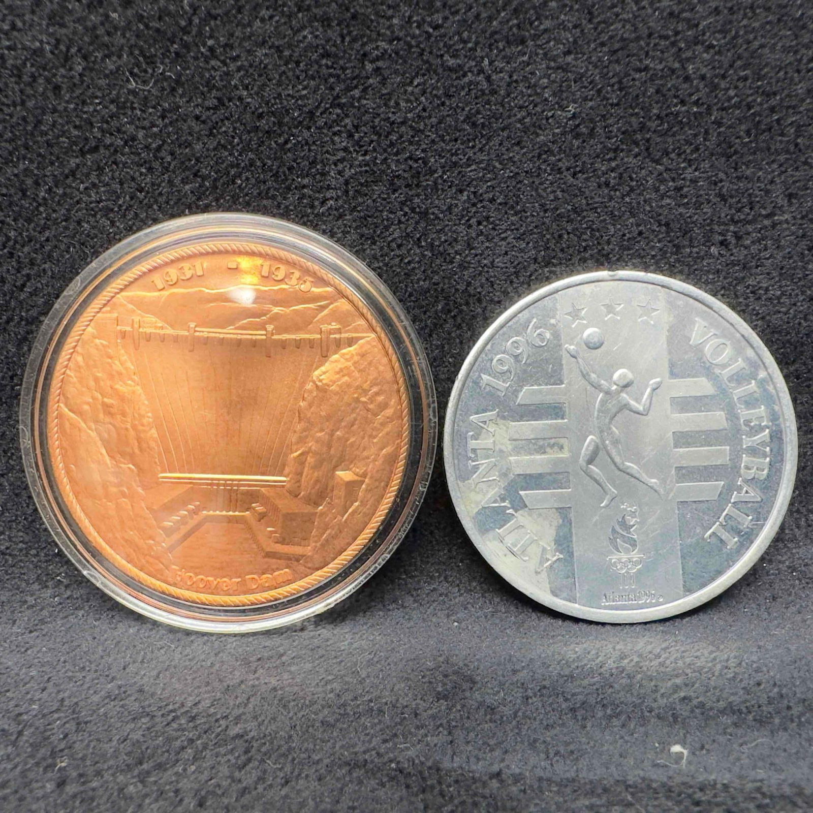 Hoover Dam Commemorative Copper Medallion and 1996 Atlanta USA Olympic Volleyball Coin Set (1 of 8)