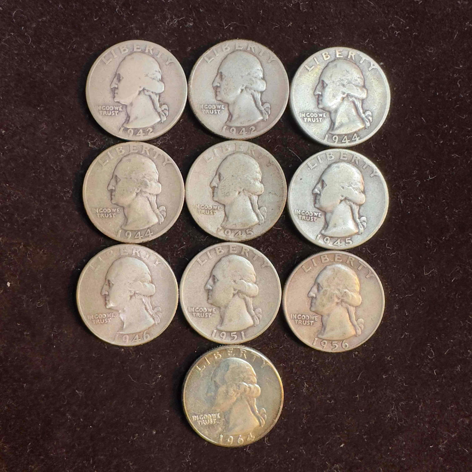 Lot of 10 Ten Silver Washington Quarters #4 (1 of 4)
