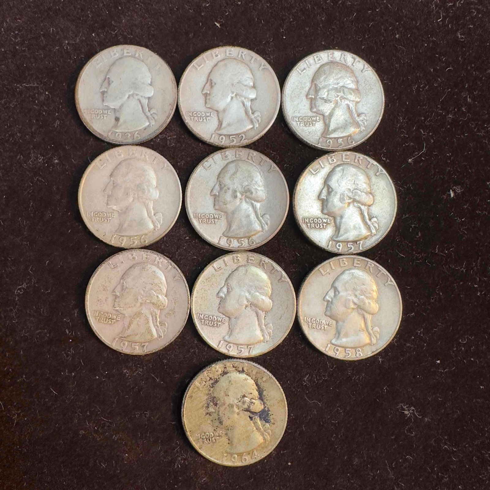 Lot of 10 Ten Silver Washington Quarters #3 (1 of 4)