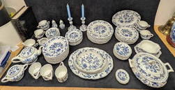 Retired Blue Danube Blue Onion Porcelain Dinnerware Lot Of 82 Made In Japan