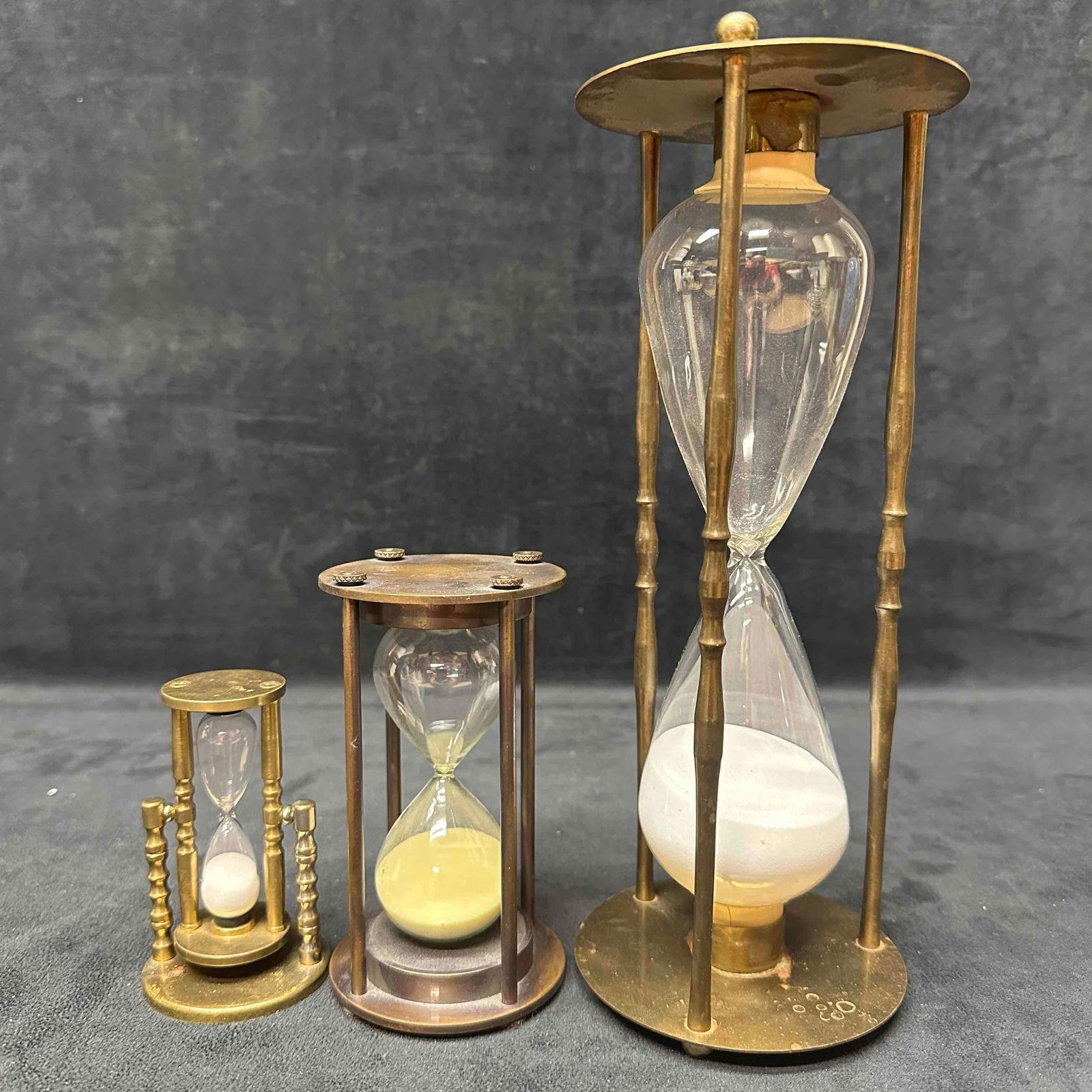 Victorian Brass Hourglass Sand Timer Sandclocks Set (1 of 9)