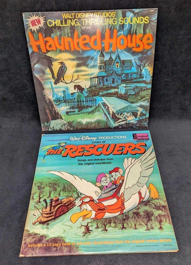 2 Disney Sounds Of The Haunted House & Rescuers LPs (1 of 8)