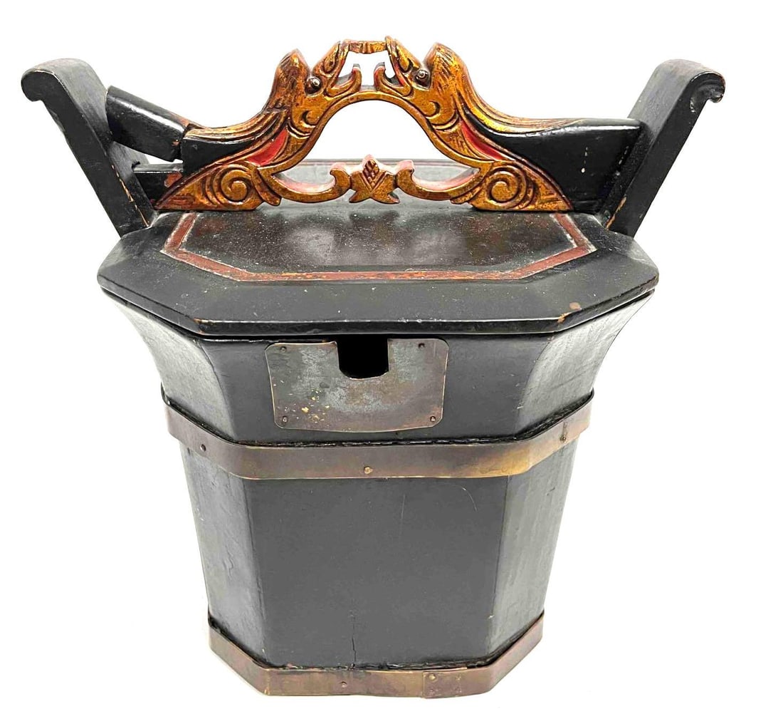 Antique Chinese Carved Wood Teapot Caddy (1 of 8)