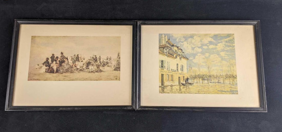 Two Vintage Prints Framed Impressionistic: Two Vintage Prints Framed Impressionistic This lot comes with two framed prints of unknown artist's art. These prints are framed. The frames may have a few scratches. These prints are charming for