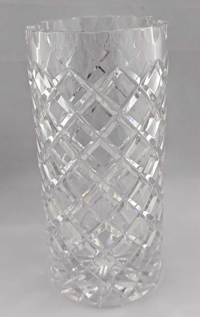 Ceska Crystal Vase Canterbury Diamond Criss Cross Cuts (1 of 6)