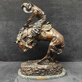 After Fredrick Remington Bronze Sculpture Rattle Snake Signed Statue Cowboy Western Horse Art R119 (1 of 20)