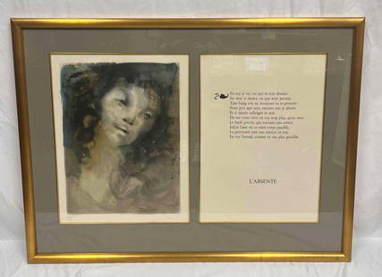 Signed Lithograph By The Argentine-Italian Painter & Designer Leonor Fini: This lot contains a Signed Lithograph By The Argentine-Italian Painter & Designer Leonor Fini. Fini never received formal artistic training. Many sources believe she was entirely self-taught, whi