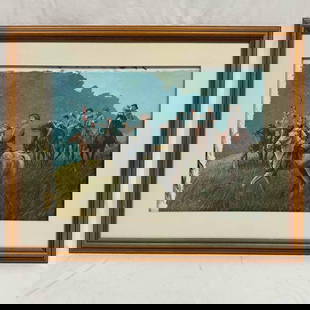 Dick Richardson The Gray Riders Framed Art Print Offset R146: Dick Richardson The Gray Riders Framed Art Print Offset. The art print has become loose from matting, offset in frame. This item is in pre-owned, previously displayed condition with normal light wear,