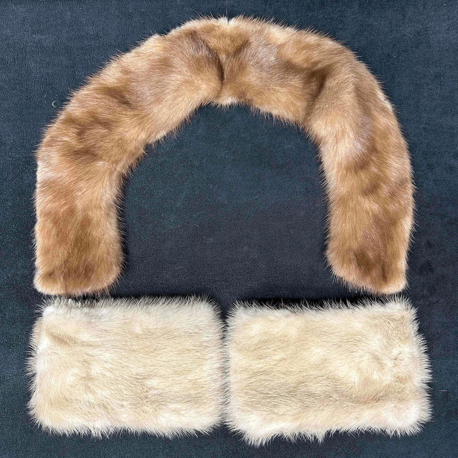 Vintage Two Tone Brown Mink Fur Collar and Muff Set (1 of 4)
