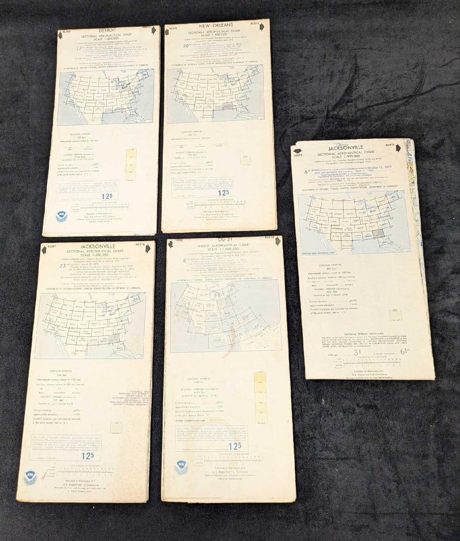 5 Jacksonville Destroit New Orleans World Aeronautical Chart Maps (1 of 11)