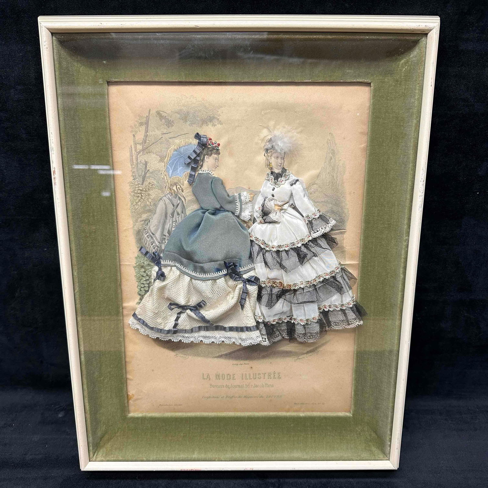 La Mode Illustree Fabric Embellished 3D Shadow Box Framed Fashion Print R154 (1 of 8)