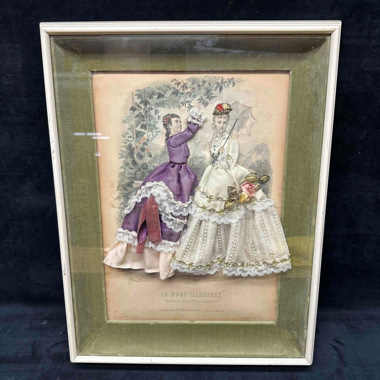 La Mode Illustree Fabric Embellished 3D Purple White Dress Shadow Box Framed Fashion Print R154 (1 of 8)