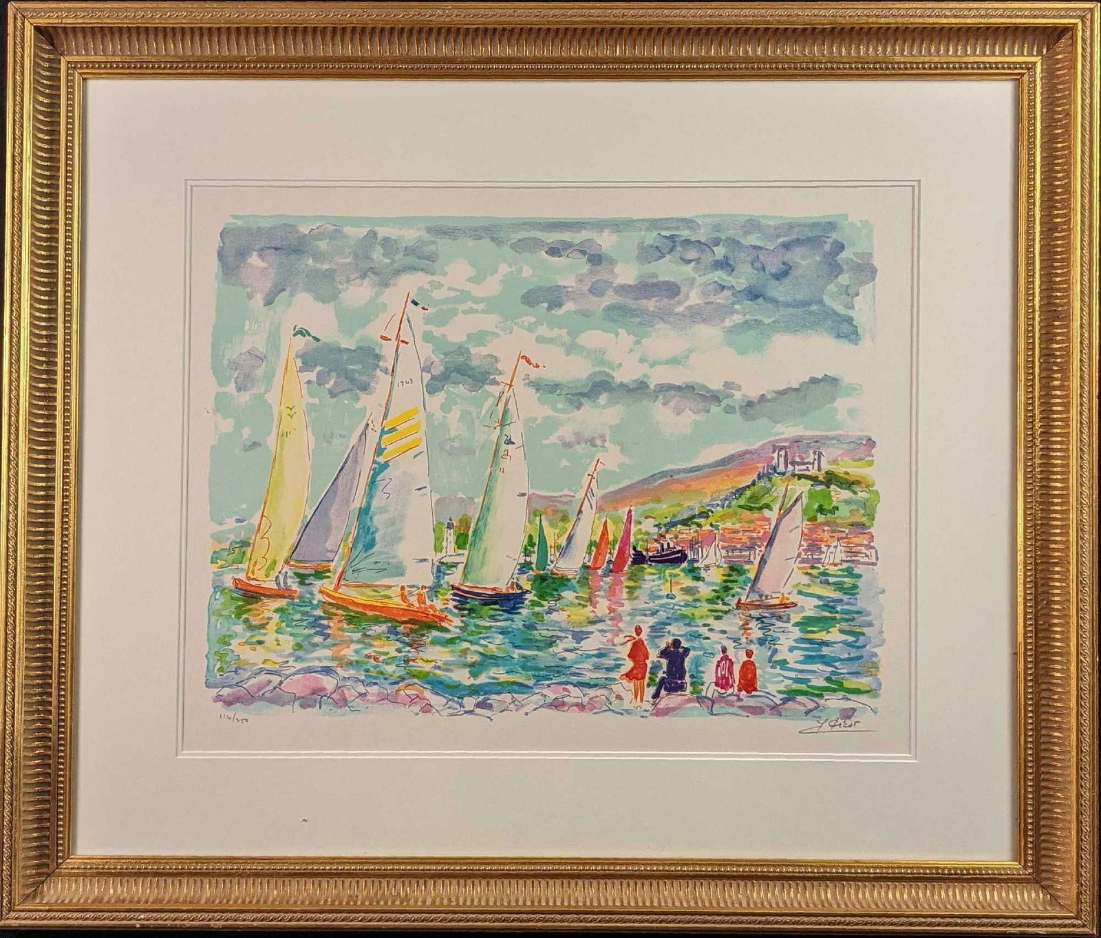 Framed LE Jean Claude Picot Regates A Cannes Litho (1 of 6)