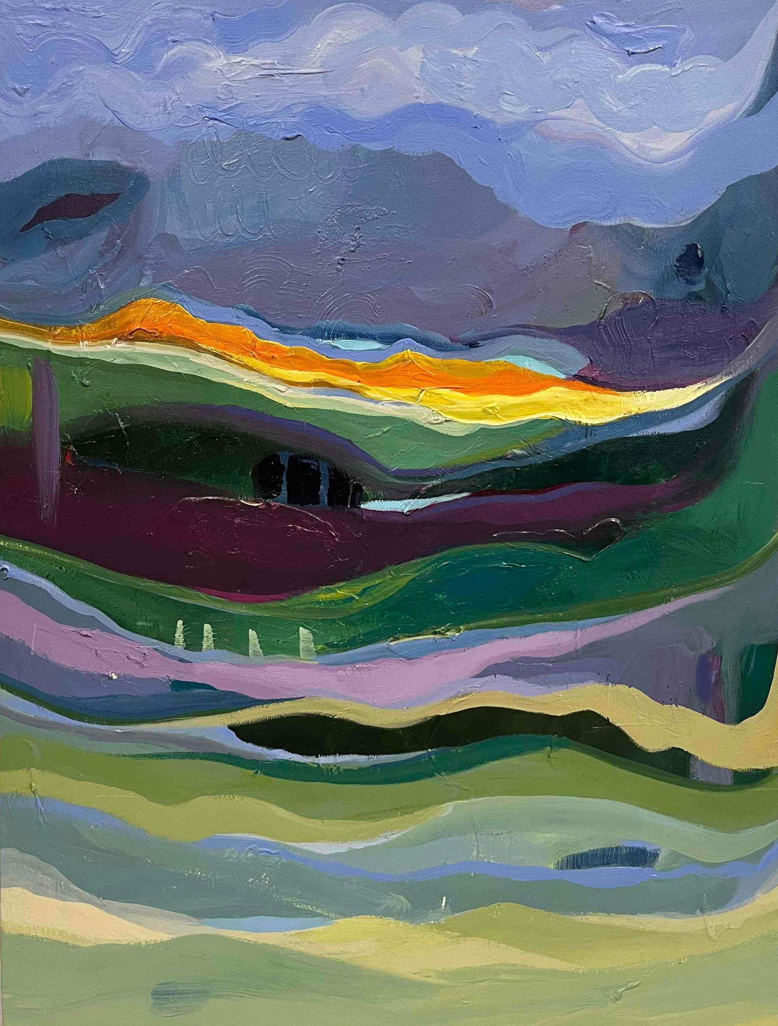 Original Abstract Acrylic On Canvas Landscape "Happy Place" By Jess Hannum (SB223) (1 of 17)