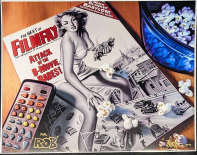 Signed Doug Bloodworth Attack Of The 50 Foot Woman Print: Signed Doug Bloodworth Attack Of The 50 Foot Woman Print. This is approx 14 1/4" x18 1/4" x 1/8" and it weighs 0.30lb. The print was signed, "Doug Did It" and was dated 2017 on the bottom right corner
