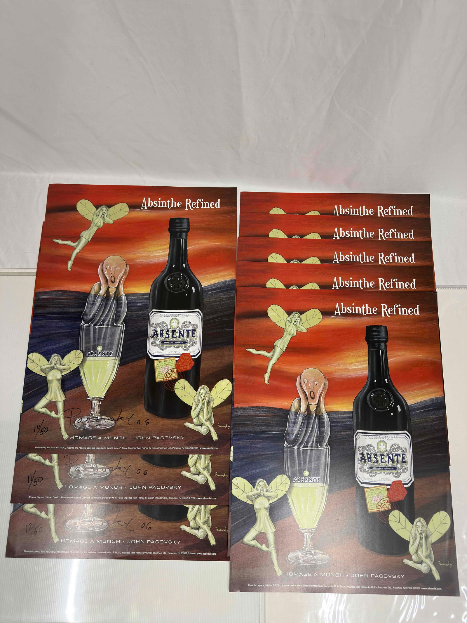 Absinthe Refined Ad Poster Homage A Munch by John Pacovsky Set Nine 9 Posters Signed and Numbered (1 of 7)