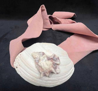 Unique Suede Belt With Large Sea Shell: This lot contains a Unique Suede Belt With Large Sea Shell. It is approx 45" x 3 1/4" and it weighs about 0.3lbs. Overall the Belt is in good used condition with some light wear from use over time. Pl